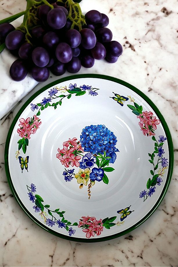 24 Cm Emaye Kase , Çukur Tabak, Salata Tabak, Cips Tabak - 3