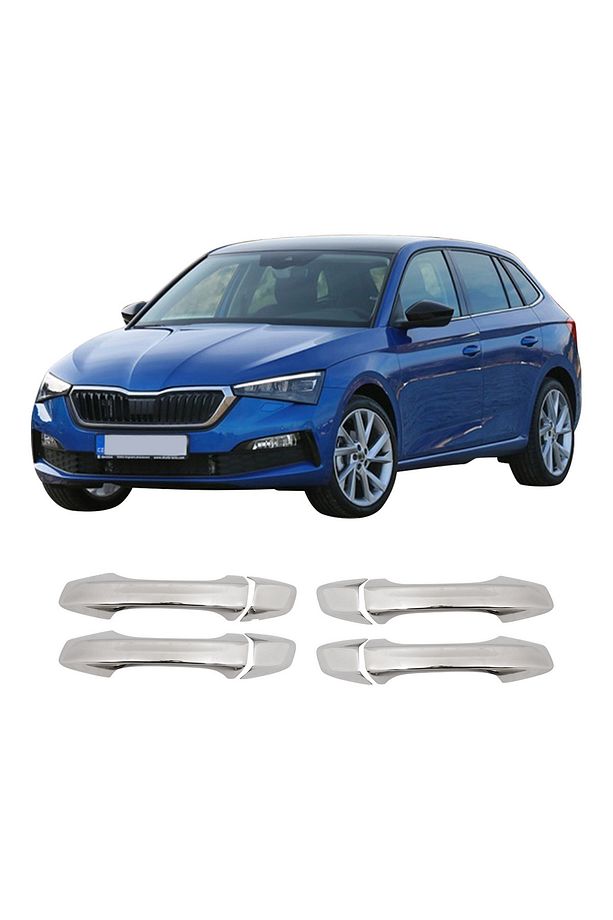 Skoda Scala Uyumlu 2020 Ve Üzeri Krom Kapı Kolu 4 Kapı Deliksiz Paslanmaz Çelik - 1