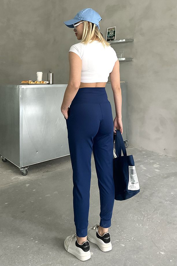 Yüksek Bel Manşetli Paça Jogger Eşofman Altı 811 Lacivert - 8