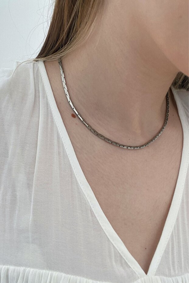 Silver Color 40 cm Unisex Steel Snake Chain Necklace