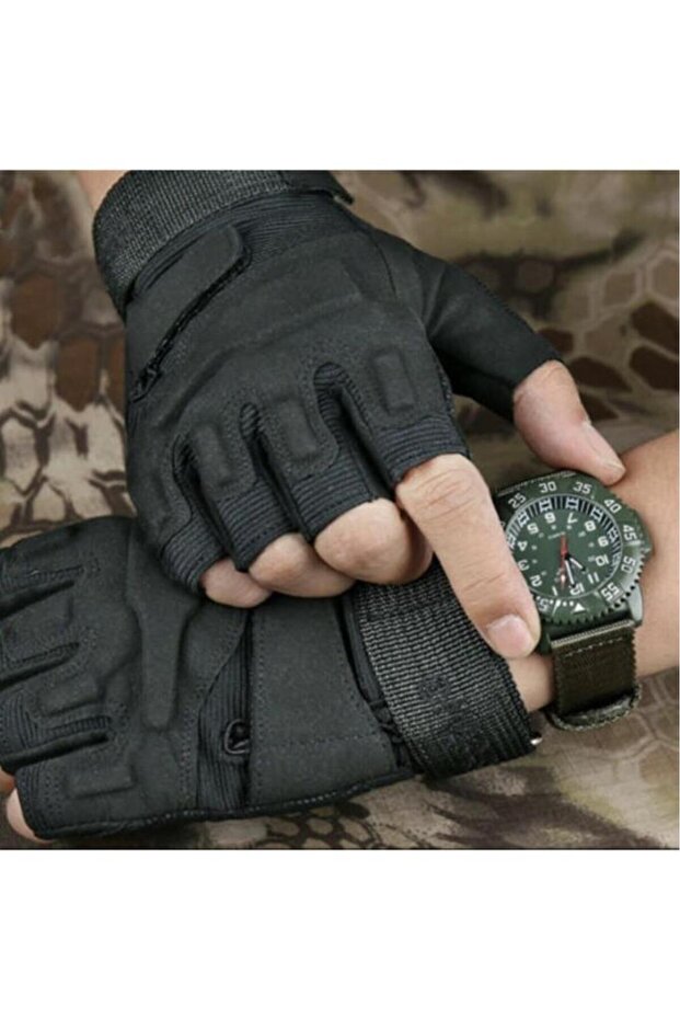 Unisex Siyah Taktik Eldiven - 4