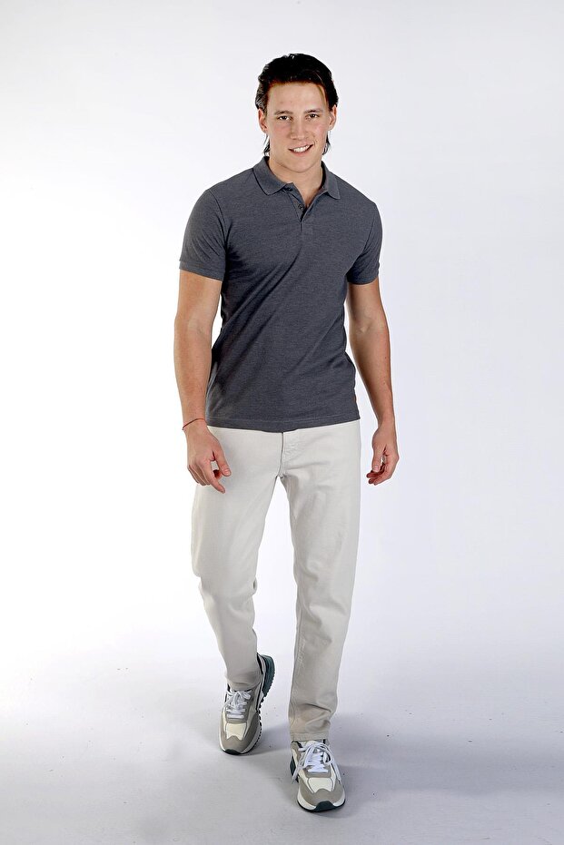 Miles men's pique polo collar t-shirt anthracite