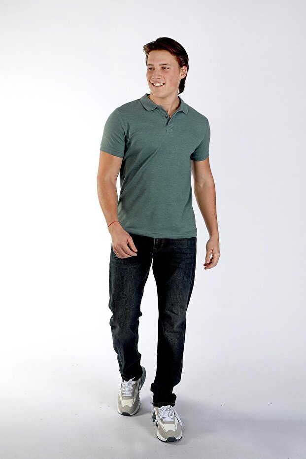Miles men's green polo collar t-shirt