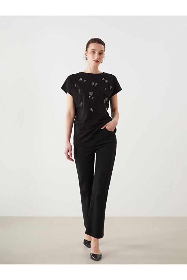 Elastic Waist Flare Women's Jean Trousers