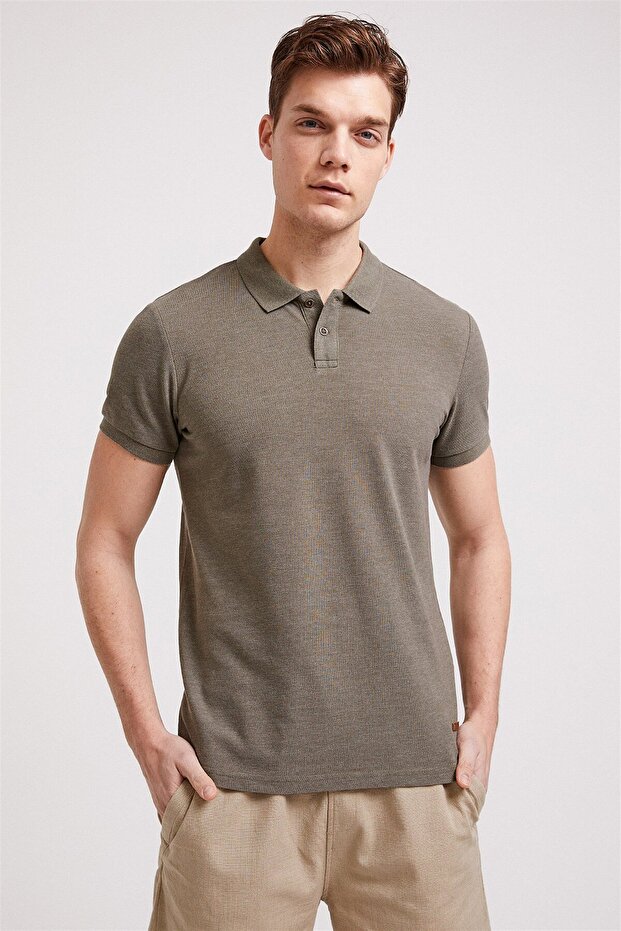 Miless men's polo collar t-shirt khaki
