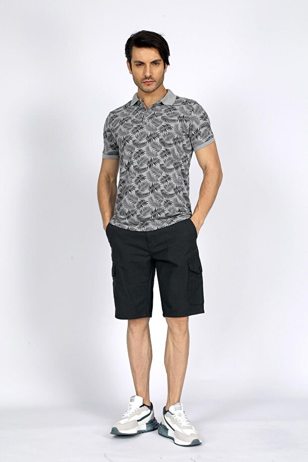 Newjoseph Men's 100% Cotton Polo Collar T-Shirt Light Gray