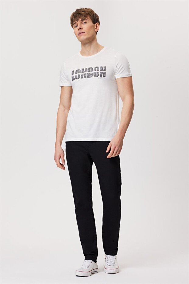 Pers Men's 100% Cotton O-Neck T-Shirt Off White