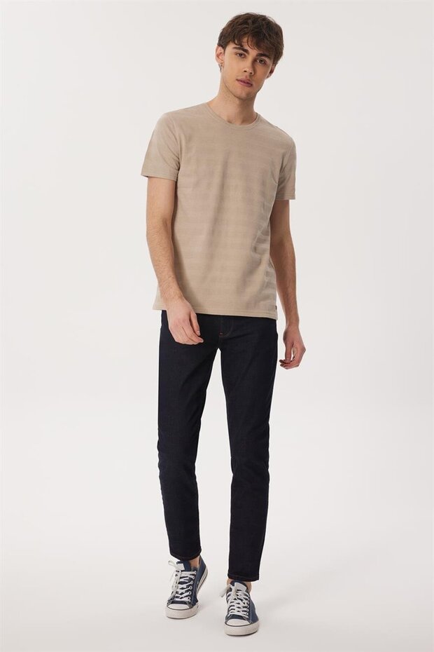 Baines Men's 100% Cotton O-Neck T-Shirt Dark Beige