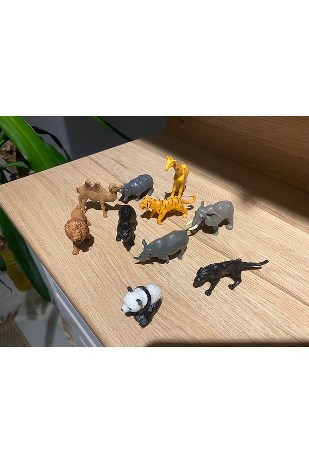 Panda Fil Zürafa Deve Ayı Gergedan vb. 10 Prç. Mini Vahşi Hayvan Seti - 5