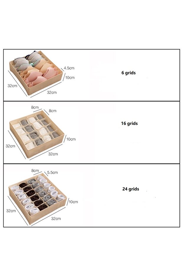 16ge Khaki Cabinet Underwear Organizer Drawer Clothes Organizer Boxes Closet Organizer for Underwear