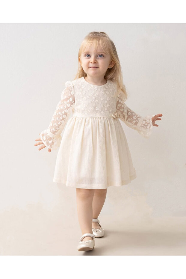 Stylish Summer Children's Dress with Embroidered Tulle for Ages 6 Months to 5 Years