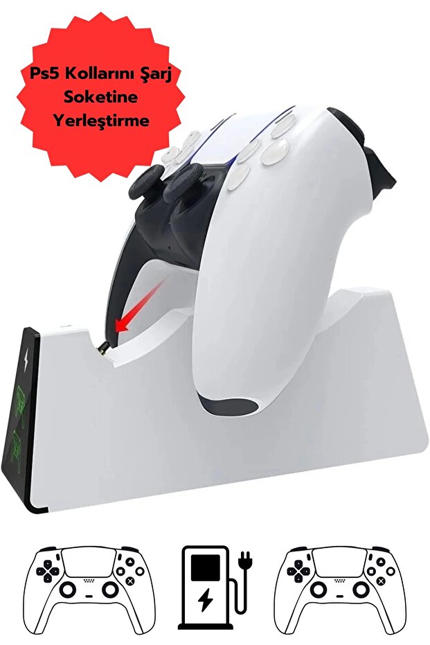 PS5 Stand 2 Kol Şarj İstasyonu Göstergeli Dock TP5-0518B - 7