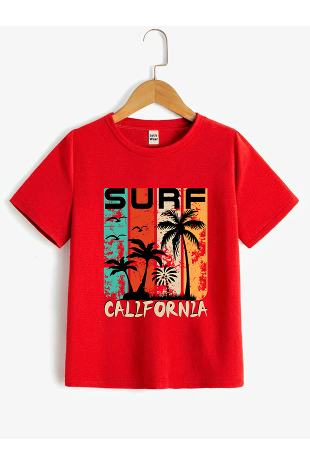 Surf Printed Combed Cotton Crew Neck T-Shirt for Kids
