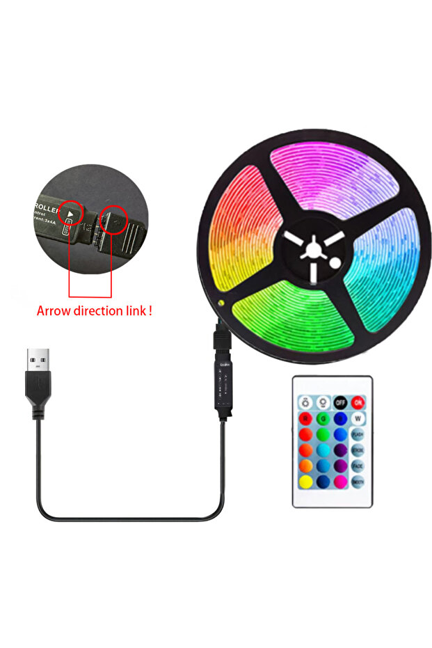 5m RGB 5m 5M Led Light with USB Plug 24 Keys 5050 Multicolor RGB TV Background Light Bar Game Room F