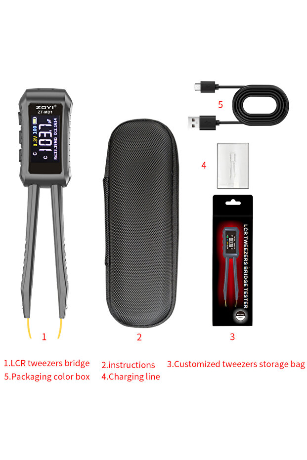 جهاز اختبار MD1 Mini Smart Tweezer من ZOYI MD1 LCR SMD ESR، المقاومة، السعة، المحاثة المستمرة