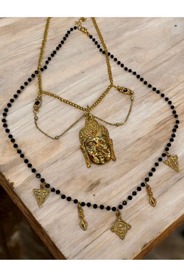 Altin buda bohem etnik kolye - 1