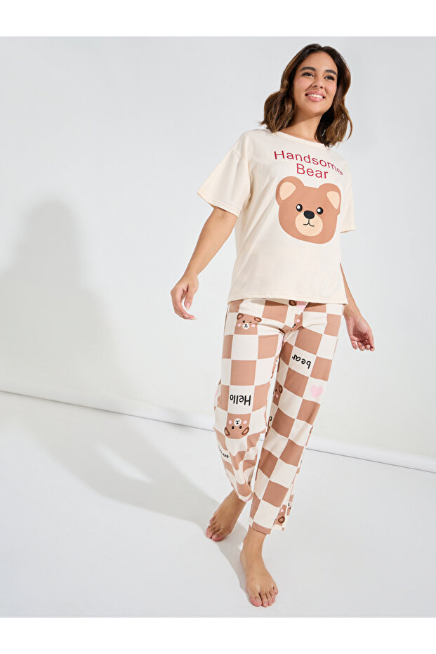 Bear Print T-Shirt & Pyjama Set