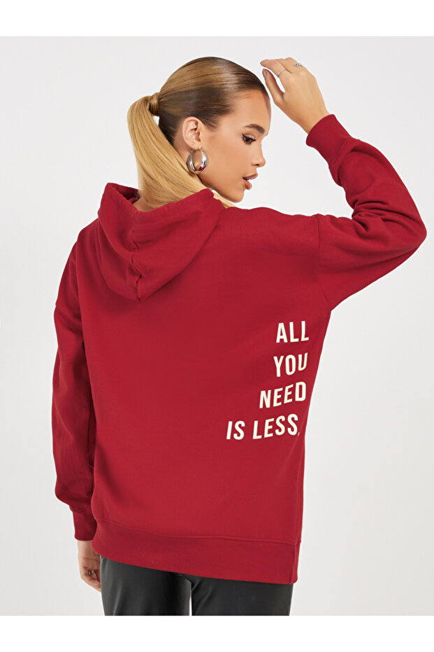 Oversized Longline Back Slogan Hoodie