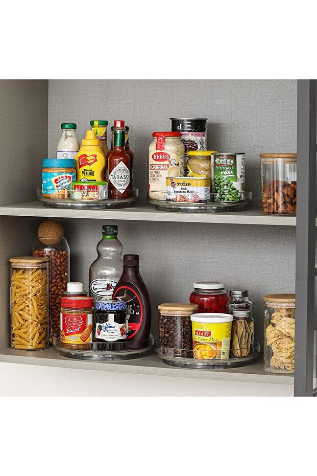Lazy Susan Spice Rack Organizer, 360 Degree Rotating Round Lazy Susan Turntable for Cabinet, Clear - 4