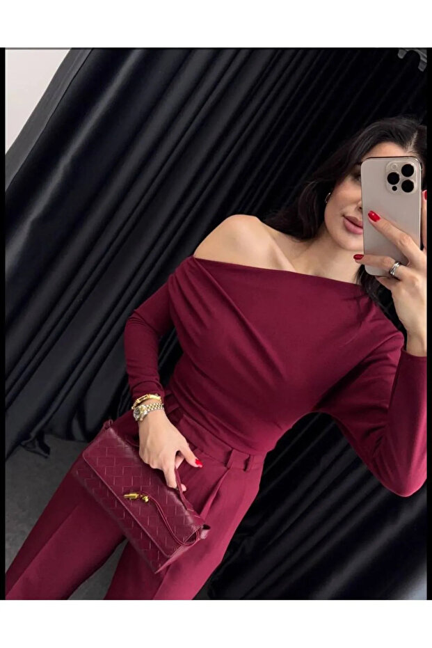 One Shoulder Open Side Drawstring Crepe Fabric Blouse