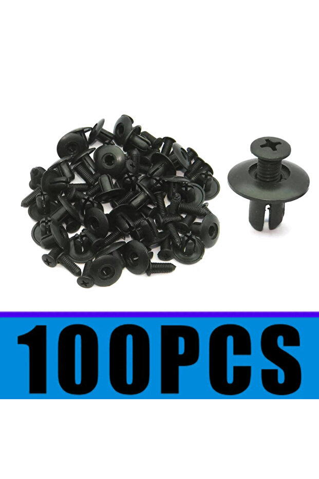 black 100PCS Plastic Rivets 8mm Fasteners Screw Car Bumper Fender Black Rivet Car Fastener Clips for