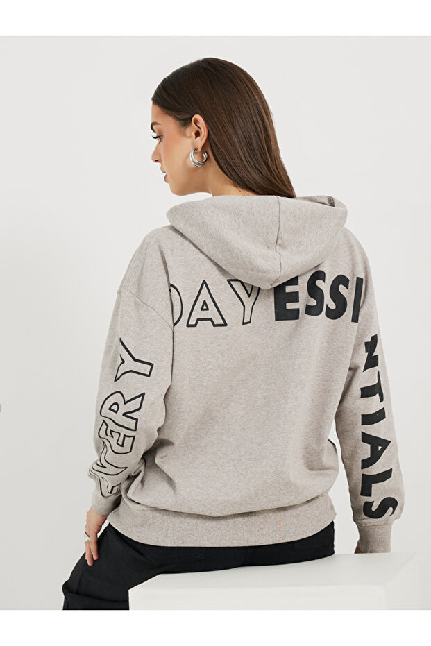 Oversized Longline Dropped Shoulder Hoodie with Back Print