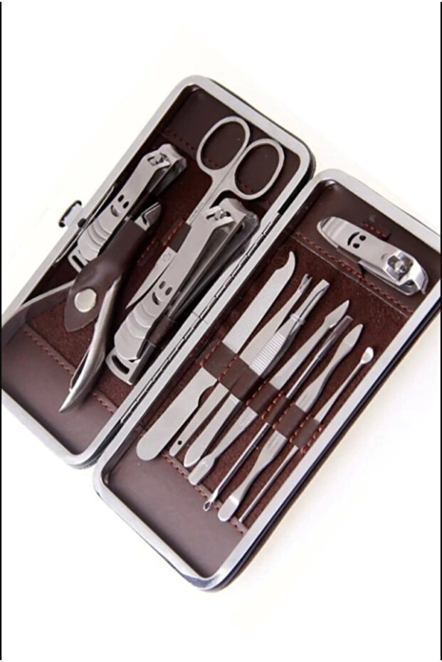 12 Piece Manicure Set with Leather Bag
