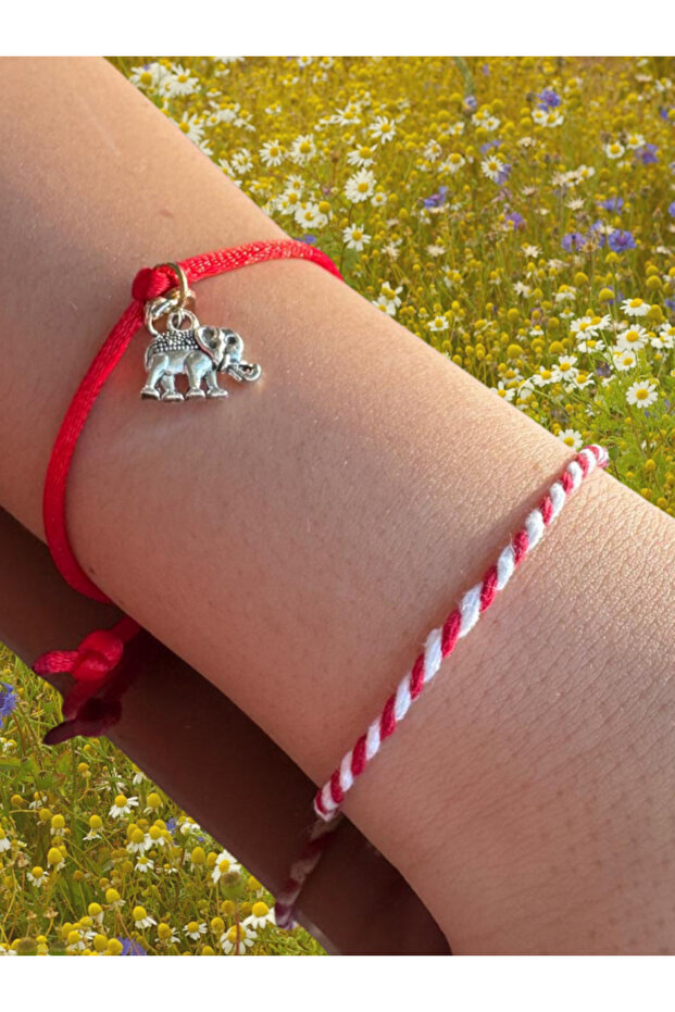Martenezka Bracelet with Elephant Figure Bracelet of Luck and Wish with Double String