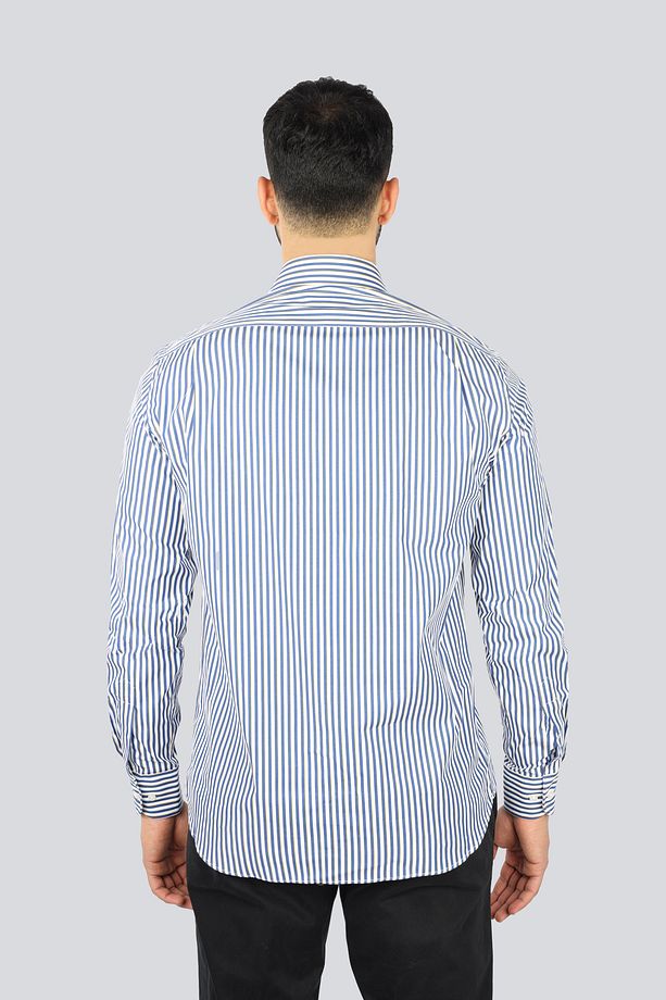 Erkek Regular Fit Çizgi Desenli Uzun Kollu Çok Renkli Gömlek 25413032CF-V92 - 3