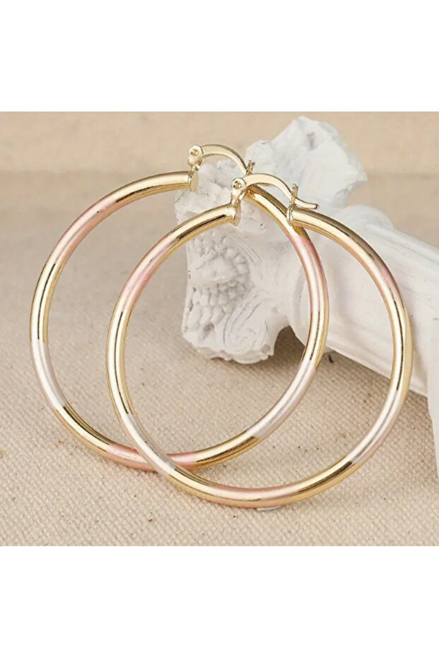 E1685-2 Classic Simple Hoop Earring for Women Gold Color Geometric Pattern Suit Various Occasions Me