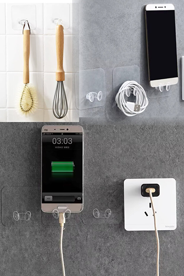 خطاف لاصق فائق، حامل كابل، خطاف كابل متعدد الأغراض 8 قطع - 2