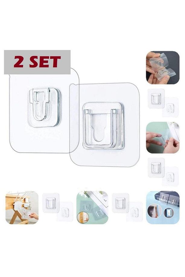 2'li Set Geçmeli Klips Eşya Sabitleme Askısı Tablo Ayna Resim Sabitleme Aparatı - 3