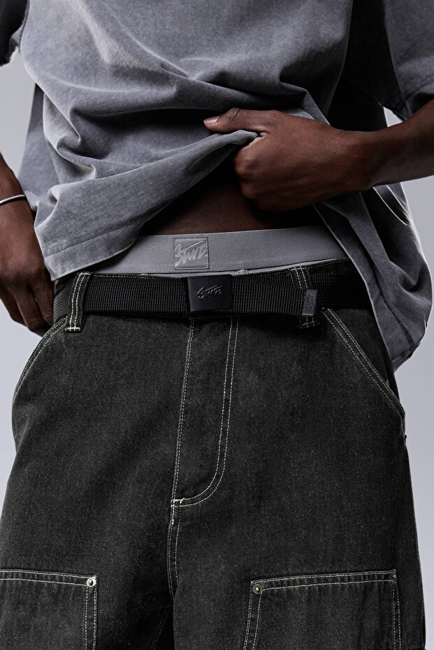 Siyah STWD tokalı kumaş kemer - 3