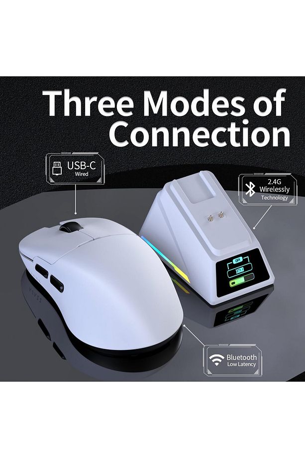 AJ159 APEX 8K Oyun Mouse, 3 Modlu TFT Ekranlı Manyetik Şarj İstasyonu,PAW3950 Sensör, 56 Gram - 3