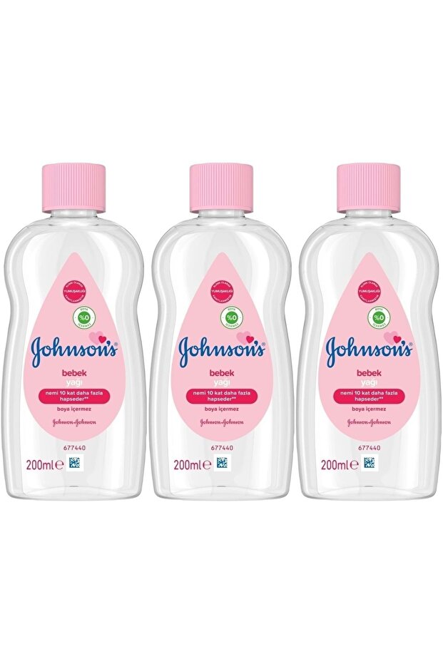 Johnsons Baby Baby Oil 200ml Moisturizer (Pink) (Set of 3)