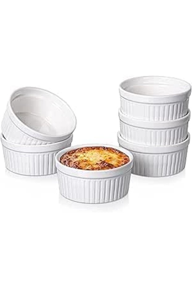 4 Oz Ceramic Ramekins – Oven Safe, for Desserts, Soufflé, Pudding, Dips & Snacks