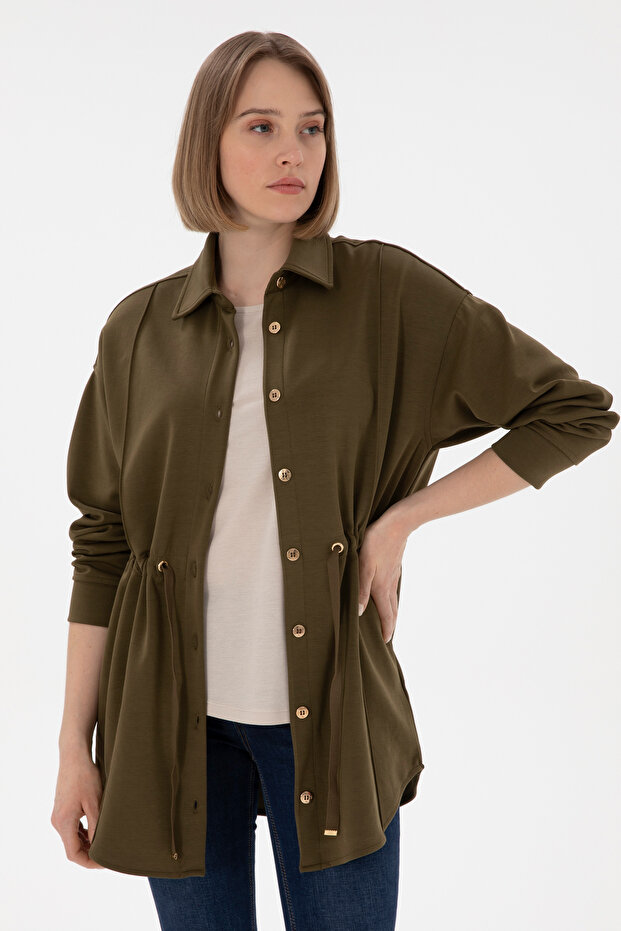 Women's Khaki Knitted Shirt 50298197 -Vr027