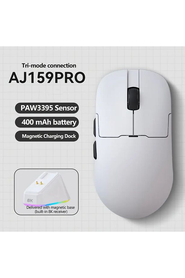 AJAZZ AJ159 PRO 3 Modlu 8000Hz 26.000 DPI Manyetik Şarj İstasyon PAW 3395 Optik Sensör Gaming Mouse - 8