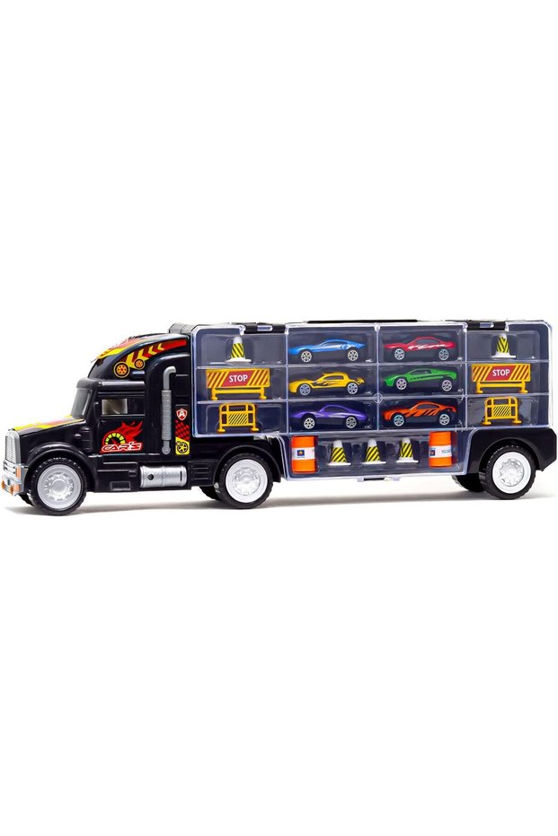 Jawda Truck Transport Car Carrier Toy - Includes 6 Cars & Accessories, Fits 26 Cars, Gift for Kids