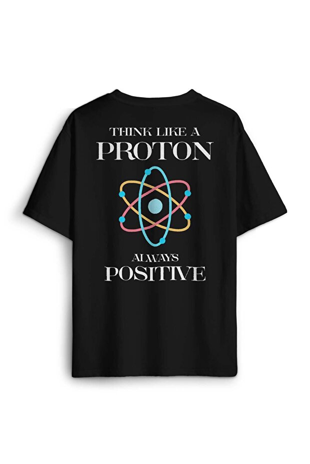 تي شيرت أسود كبير الحجم - Think Like A Proton - تي شيرت للجنسين