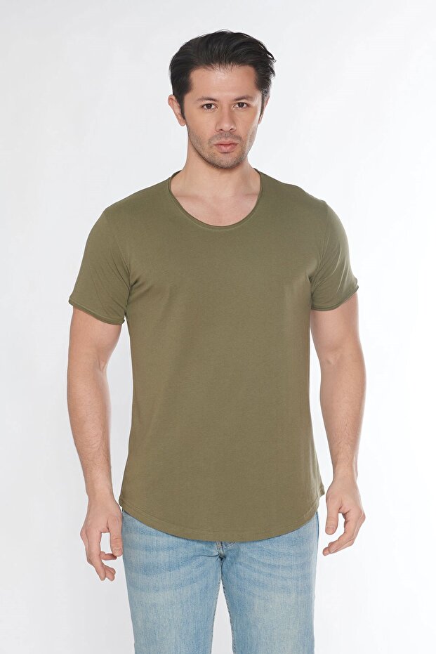 Men's Wide Neck 100% Cotton Loose T-Shirt