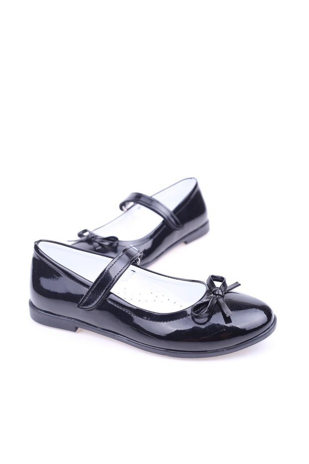 Shoe Basket Ortaç 2079 Girl Ballerina Velcro Patent Leather Ballerina Shoes