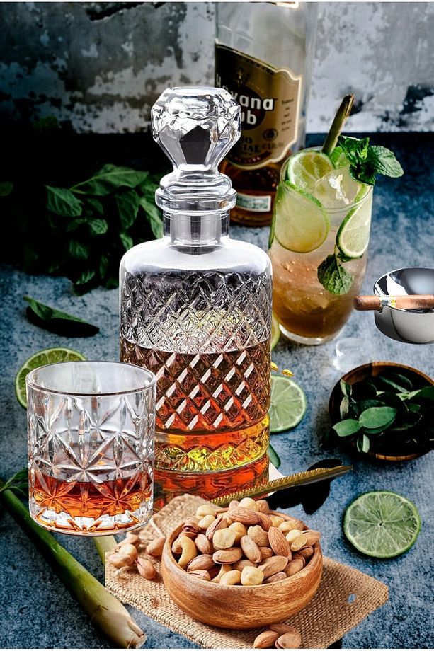Kristal 7 Parça Viski Takımı Seti.1250 ML-Karaf Şişe-6 Adet 340 ML-Viski-Votka-Şarap-Bardağı-Kadehi. - 3