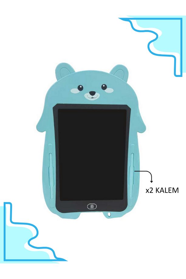 Mavi Panda Renkli Ekran Lcd Çizim Yazı Tahtası Digital Kalemli Grafik Not Yazma Eğitim Tableti - 1
