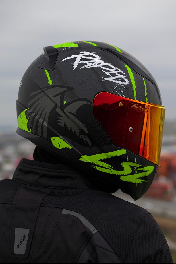 RAPID 2 RAVEN MAT SİYAH-GRİ-NEON SARI KASK - 1