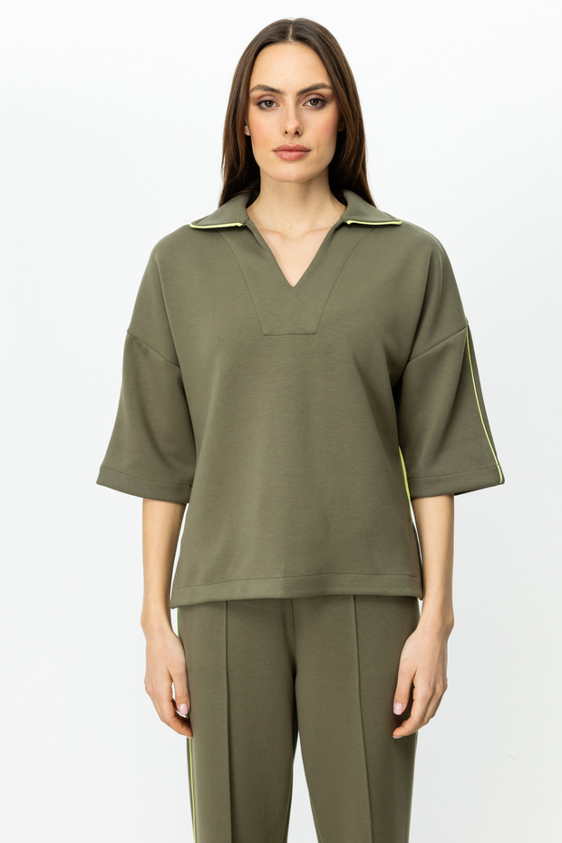 Biyeli Kısa Kol Eşofman Üstü - 1