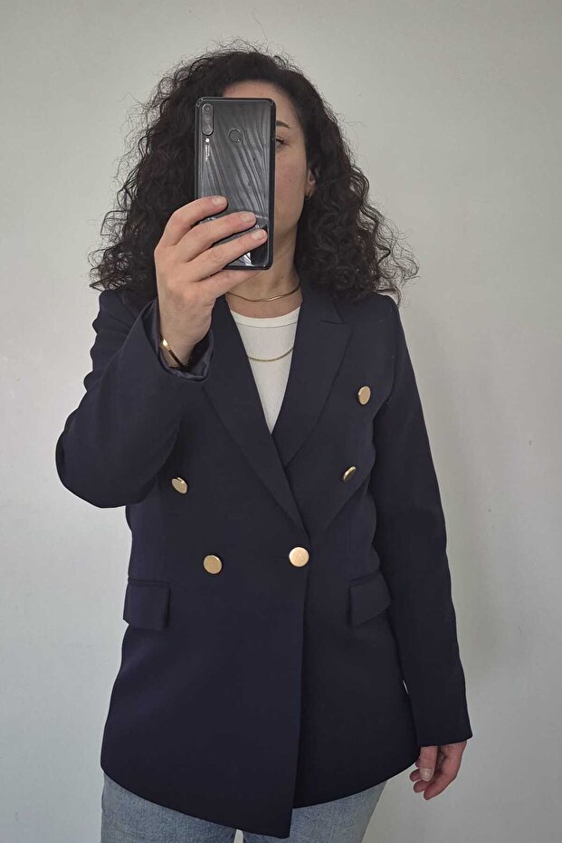 Çift düğme Blazer Ceket - 2