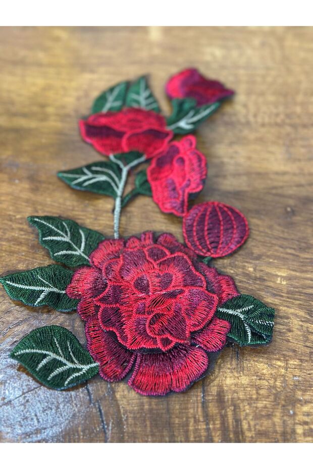 Red Embroidery Flower Applique Sewing Accessory 24X16 cm