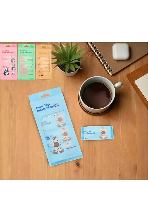 1 Paket Içinde 8’li Mini Cep Mendili | Kompakt Tek Kullanımlık Islak Mendil – Seyahatlik - 2