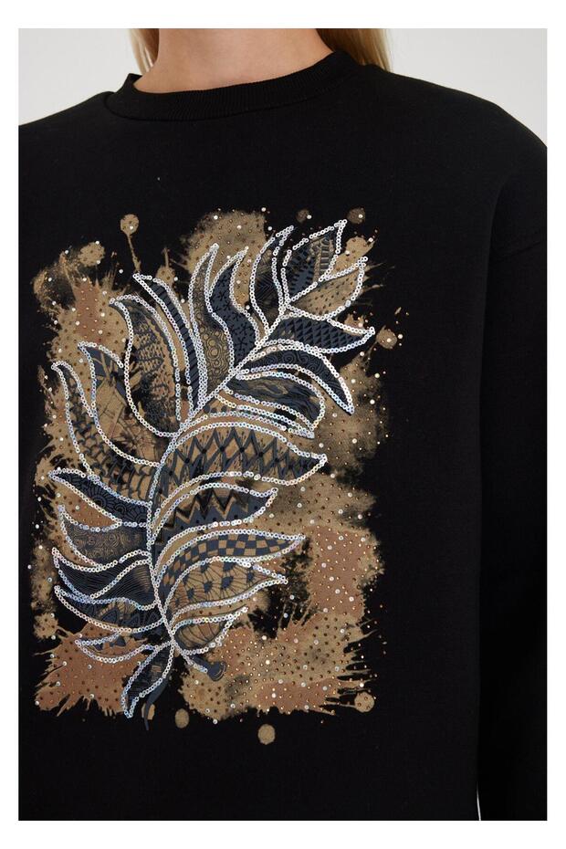 Etnik Desenli Pullu Sweatshirt - 6